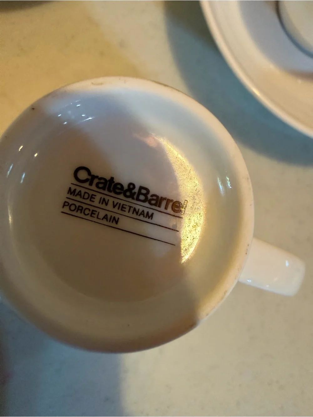 Crate&Barrel White Porcelain Espresso Cup and Saucer Set - 4pc